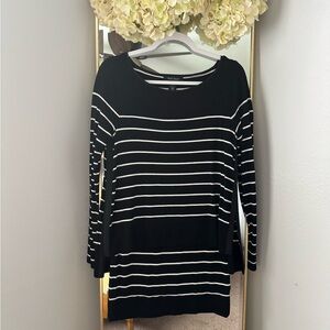 Black and White Striped Long Sleeve Top